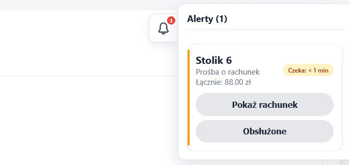 Podsumowanie rachunku widoczne dla gościa